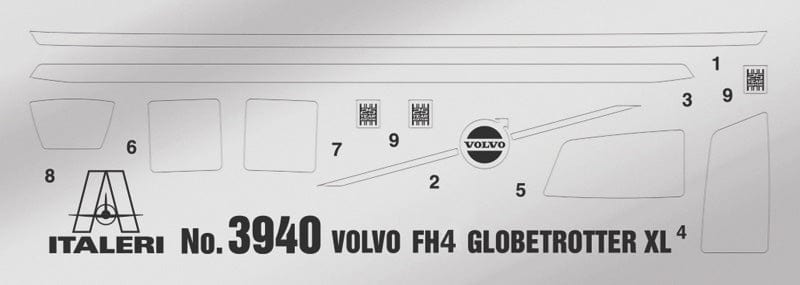 490 - Italeri - 3967 - Volvo FH3 Low Roof - masks