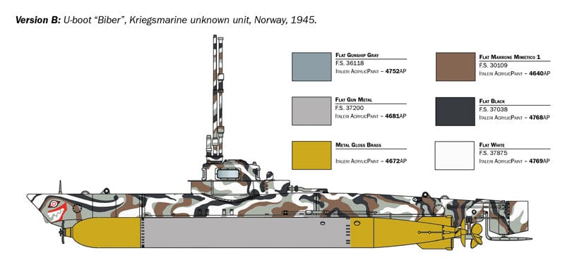 301 - Italeri - 5609 - Biber-Class Midget Submarine - paint schemes