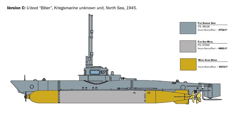 302 - Italeri - 5609 - Biber-Class Midget Submarine - paint schemes