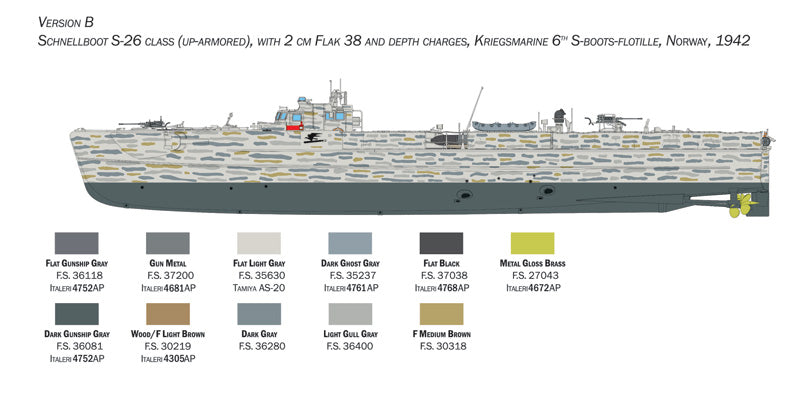 301 - Italeri - 5625 - Schnellboot S-26 / S-38 - paint schemes