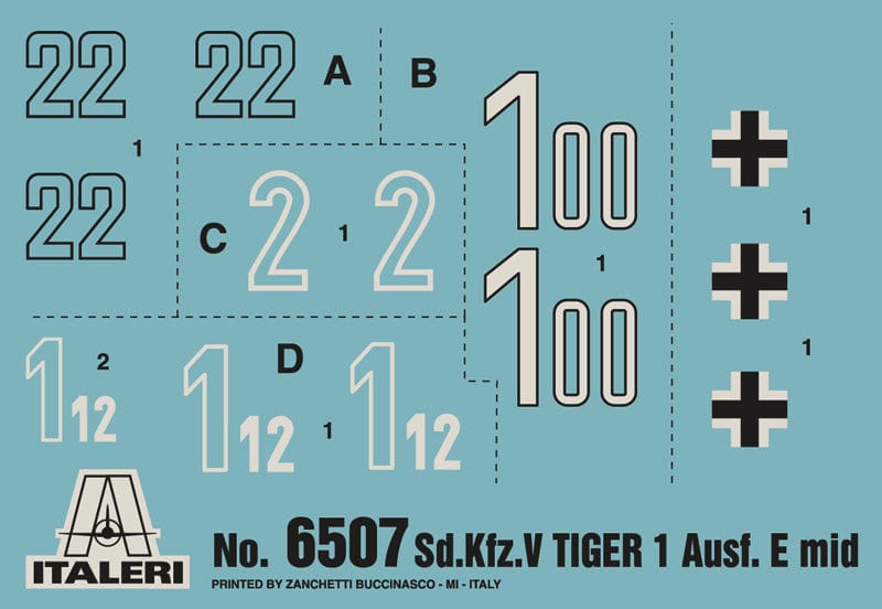 400 - Italeri - 6507 - Pz.Kpfw. VI Ausf. E Tiger I (mid) - decals