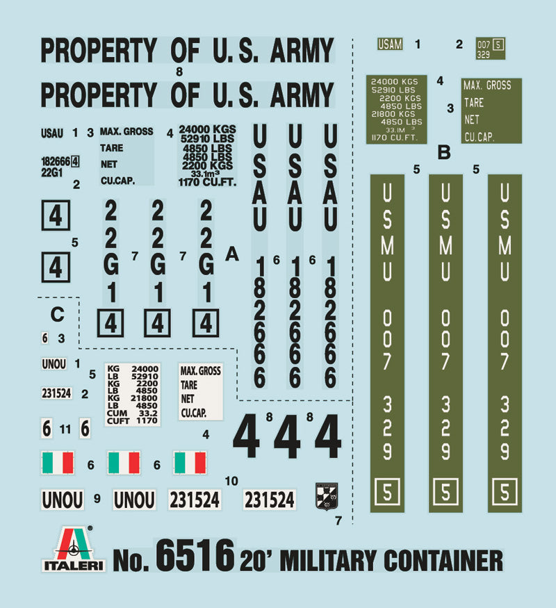 400 - Italeri - 6516 - 20’ Freight Container - decals