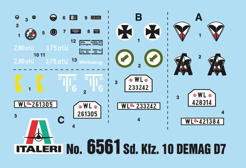400 - Italeri - 6561 - Sd.Kfz. 10 with German Paratroopers - decals