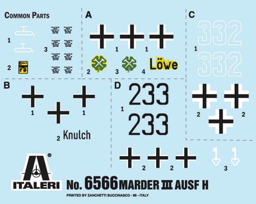 400 - Italeri - 6566 - Marder III Ausf. H - decals