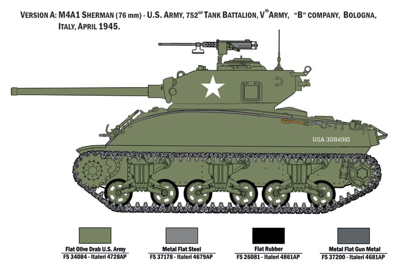300 - Italeri - 6568 - M4A1 Sherman with United States Infantry - paint schemes