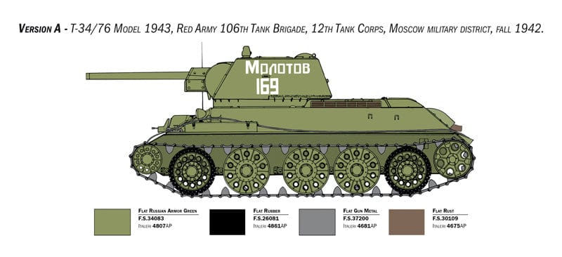 300 - Italeri - 6570 - T-34-76 obr. 1943 (early) - paint schemes