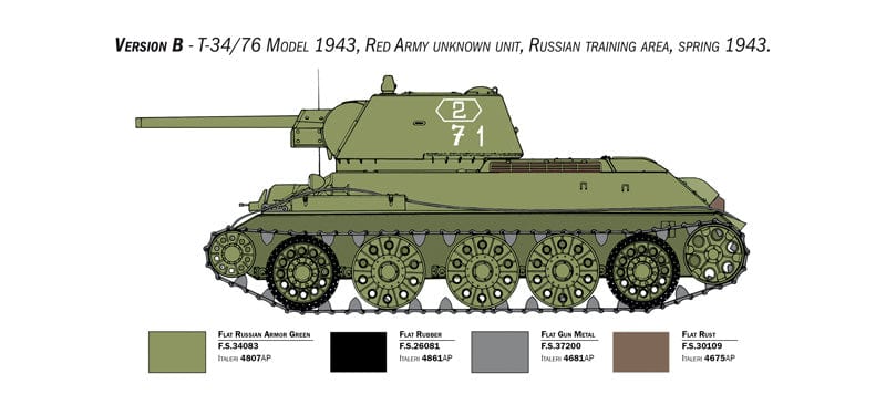 301 - Italeri - 6570 - T-34-76 obr. 1943 (early) - paint schemes