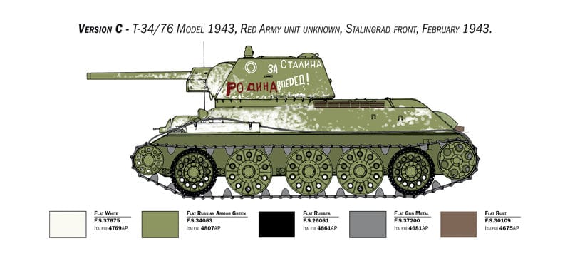 302 - Italeri - 6570 - T-34-76 obr. 1943 (early) - paint schemes