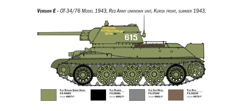 304 - Italeri - 6570 - T-34-76 obr. 1943 (early) - paint schemes