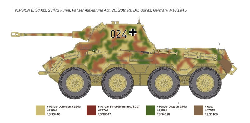 301 - Italeri - 6572 - Sd.Kfz. 234/2 Puma - paint schemes