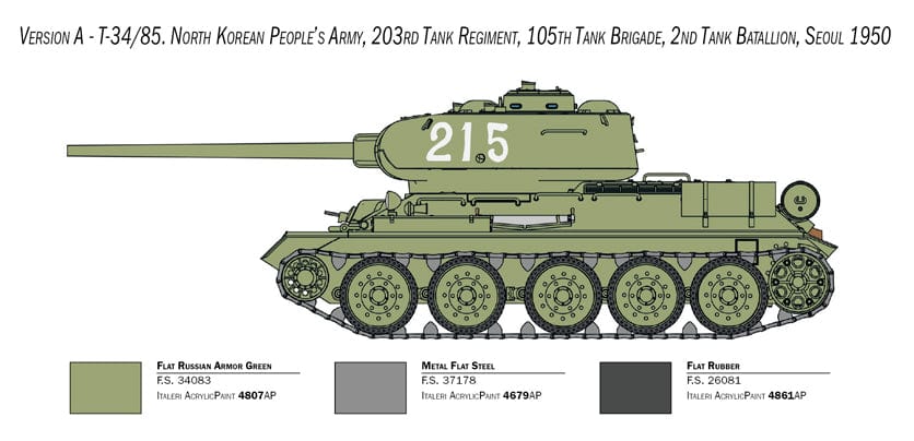 300 - Italeri - 6585 - T-34/85 (Korean War) - paint schemes