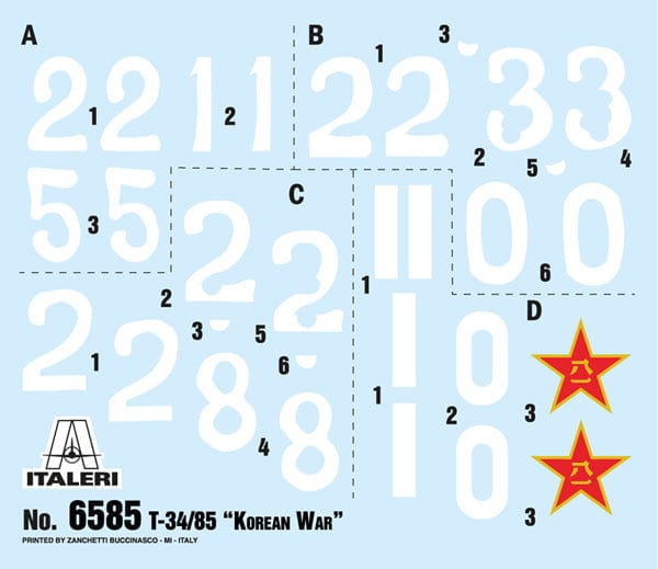 400 - Italeri - 6585 - T-34/85 (Korean War) - decals