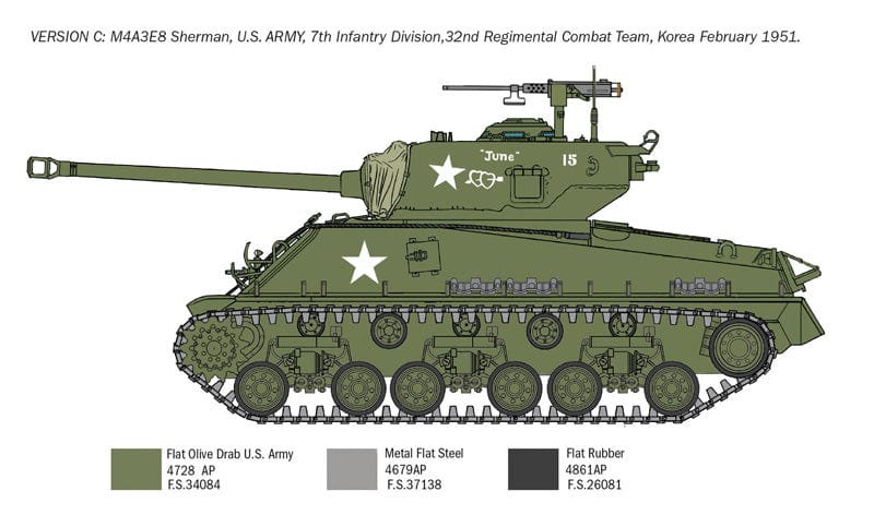302 - Italeri - 6586 - M4A3E8 Sherman (Korean War) - paint schemes