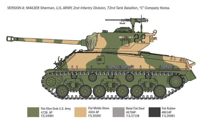 300 - Italeri - 6586 - M4A3E8 Sherman (Korean War) - paint schemes