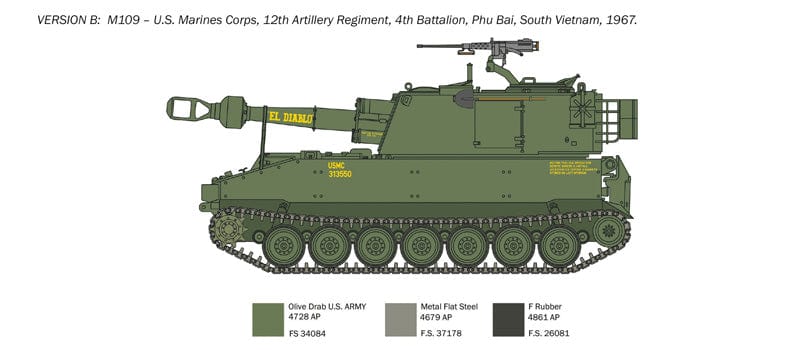 301 - Italeri - 6589 - M109A2/A3/G - paint schemes