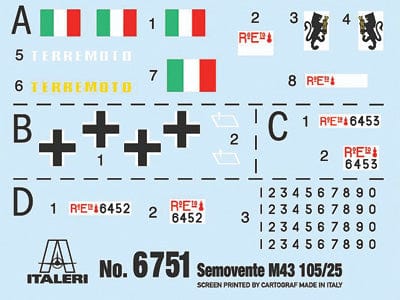 400 - Italeri - 6751 - Semovente M43 da 105/25 ’Bassotto’ - decals
