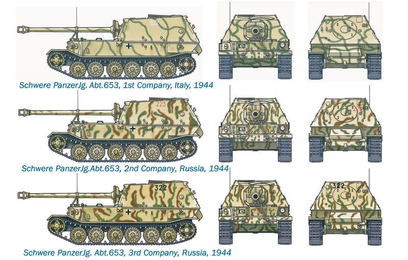 300 - Italeri - 7012 - Sd.Kfz. 184 Panzerjäger Tiger (P) ‘Elefant’ - paint schemes