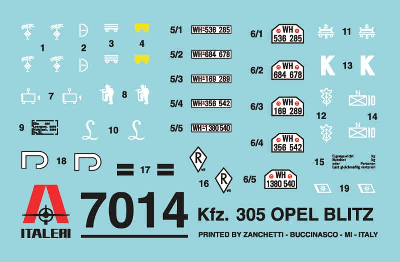 400 - Italeri - 7014 - Kfz. 305 Opel Blitz - decals