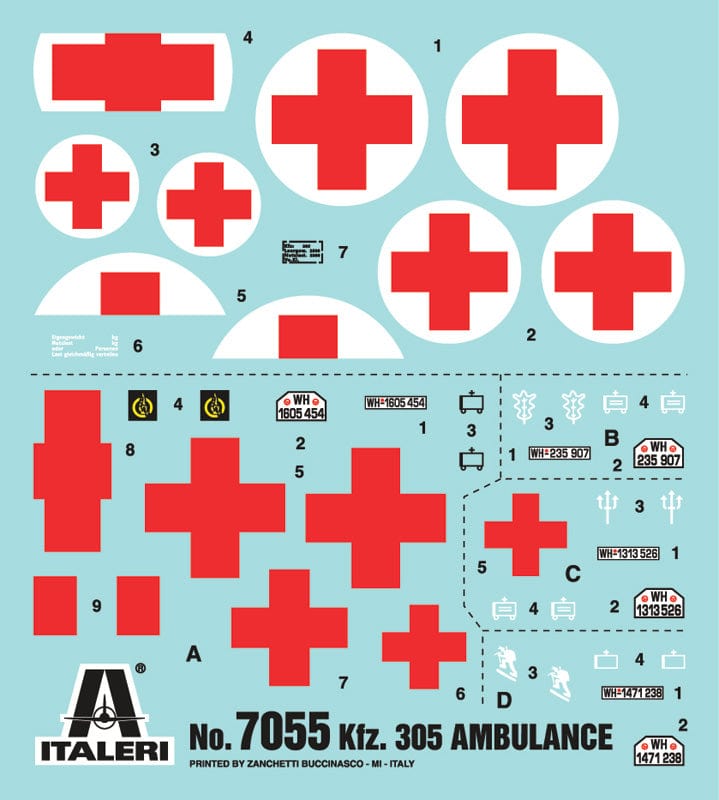 400 - Italeri - 7055 - Kfz. 305 Opel Blitz Ambulance - decals
