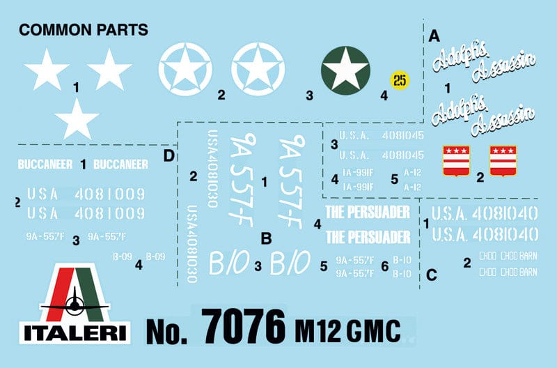 400 - Italeri - 7076 - 155mm GMC M12 - decals