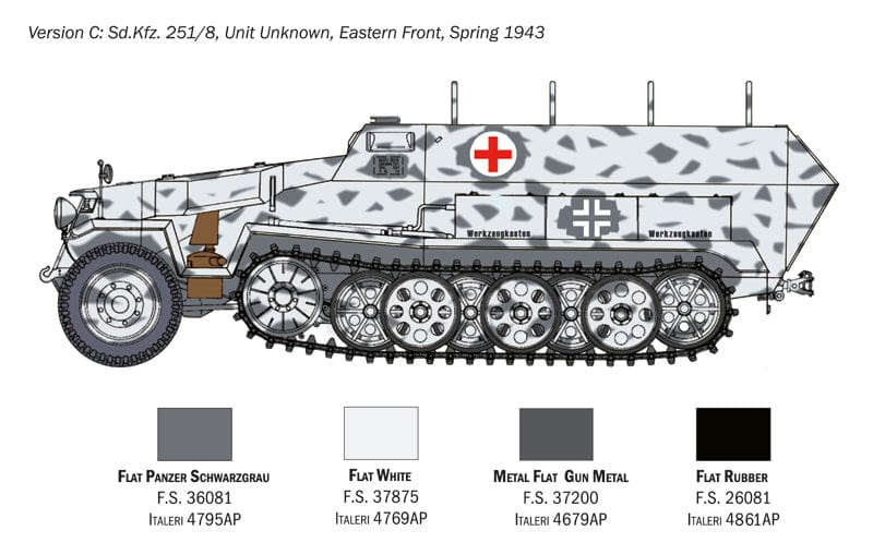 302 - Italeri - 7077 - Sd.Kfz. 251/8 Ambulance - paint schemes