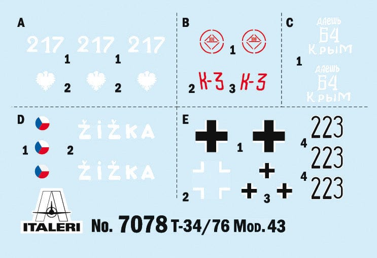 400 - Italeri - 7078 - T-34-76 obr. 1943 - decals