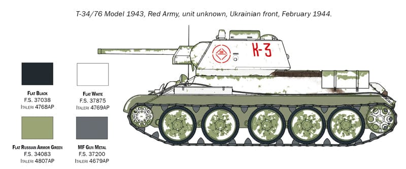 301 - Italeri - 7078 - T-34-76 obr. 1943 - paint schemes