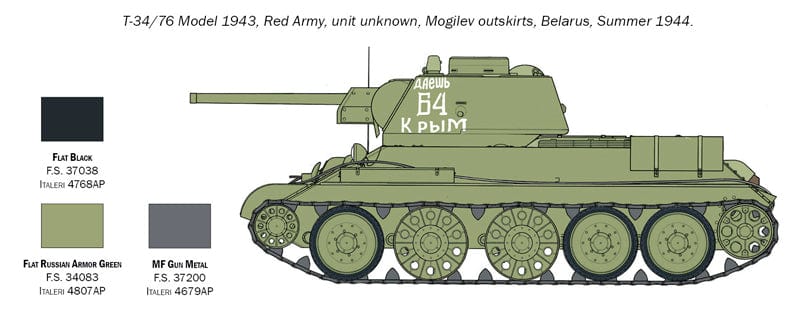 302 - Italeri - 7078 - T-34-76 obr. 1943 - paint schemes