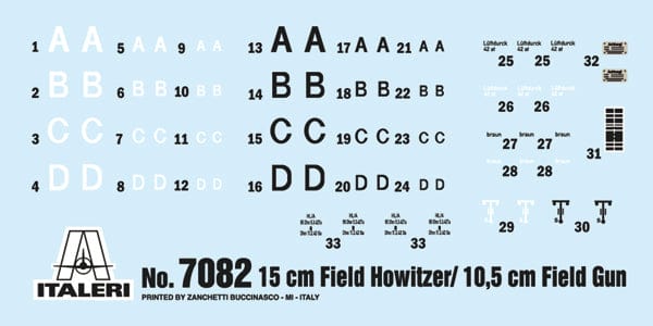 400 - Italeri - 7082 - 15cm sFH 18 / 10.5cm sK 18 - decals