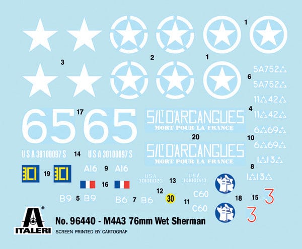 400 - Italeri - 96440 - M4A3(76)W Sherman - decals