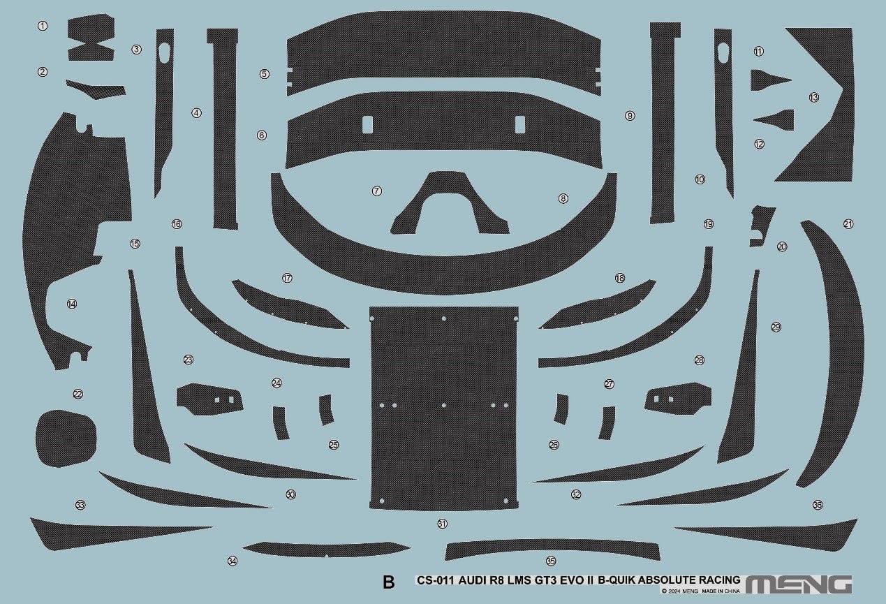 401 - decals - Meng Model - CS-011 - Audi R8 LMS GT3 EVO II (B-Quik Racing)