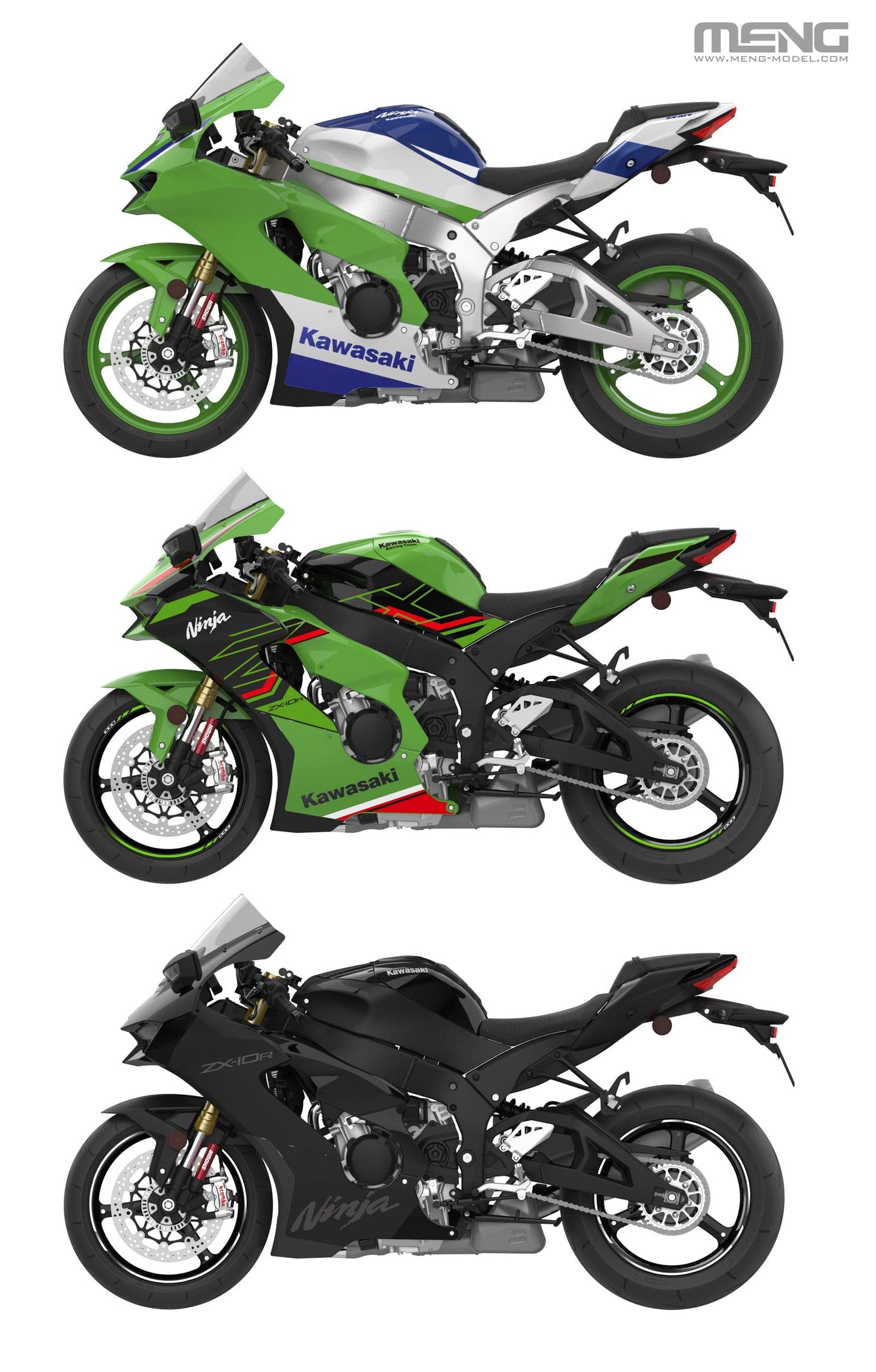 300 - Meng Model - MT-007 - Kawasaki Ninja ZX-10R - paint schemes