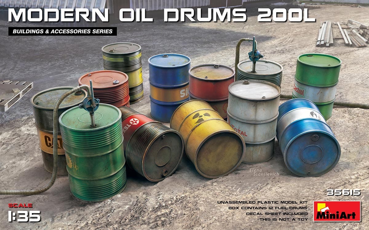 010 - Miniart - 35615 - 200l Oil Drums (Modern) - primary image