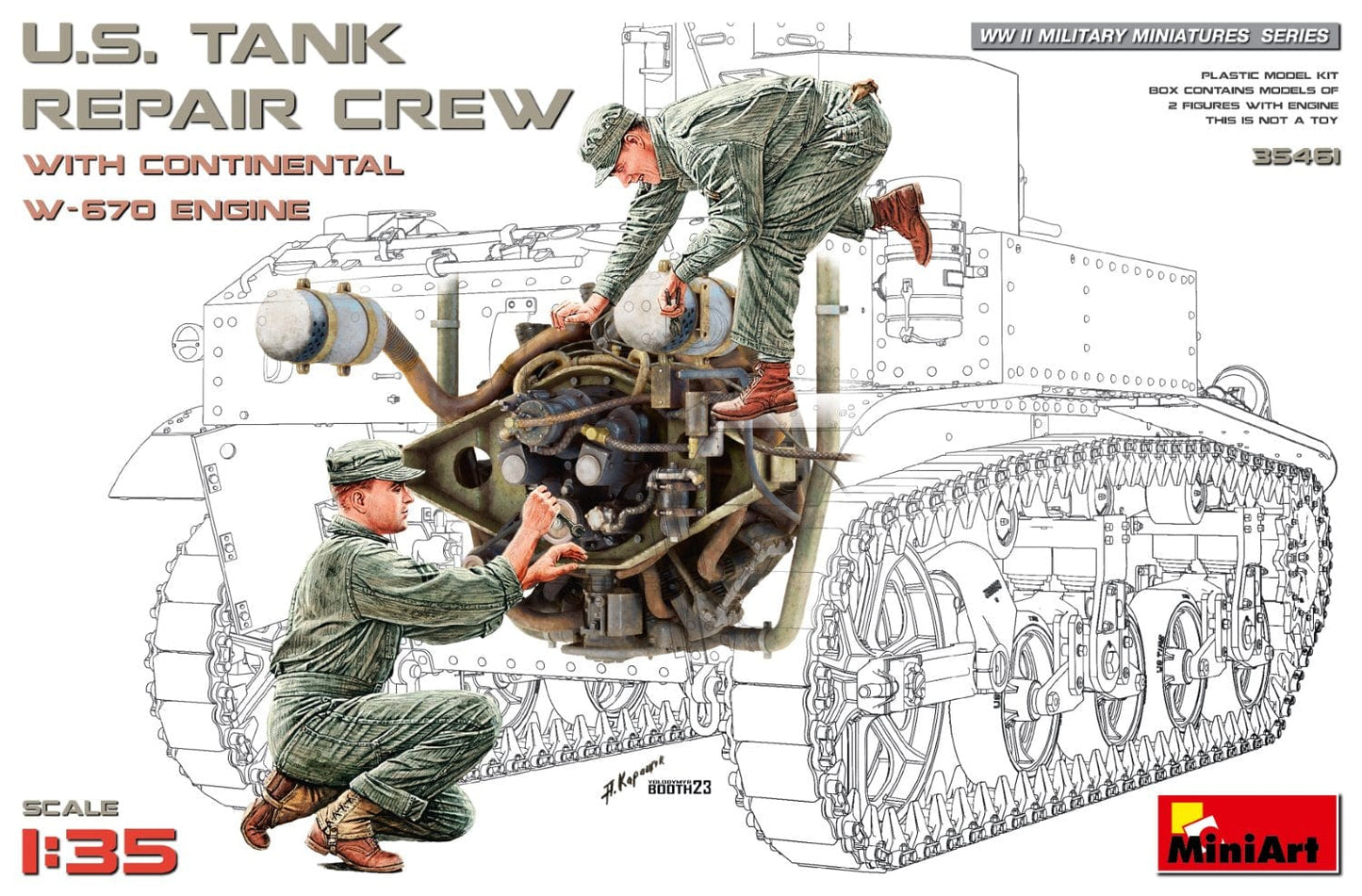 United States Tank Repair Crew with Continental W-670 Engine