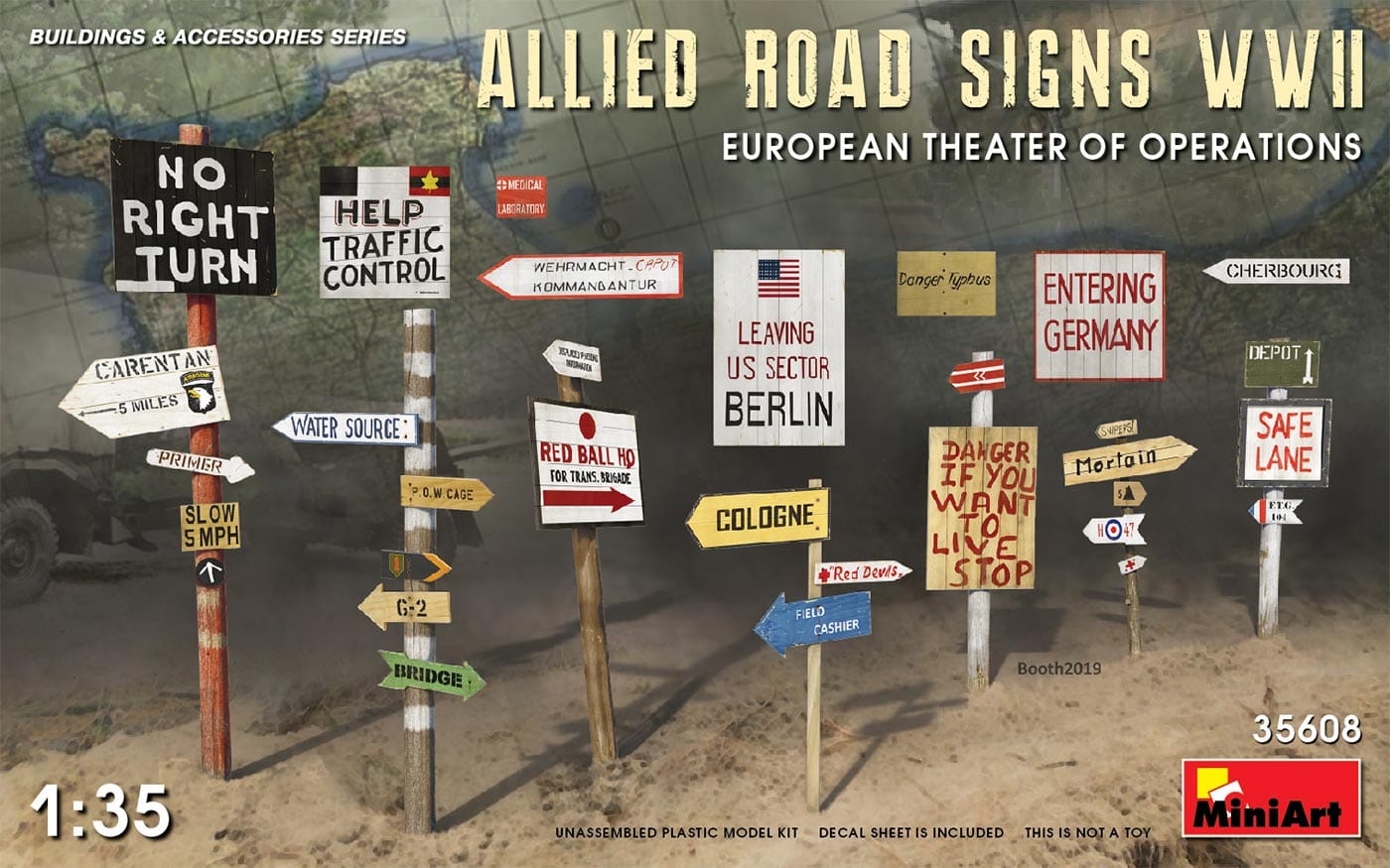 010 - Miniart - 35608 - Allied Road Signs (Europe) - primary image