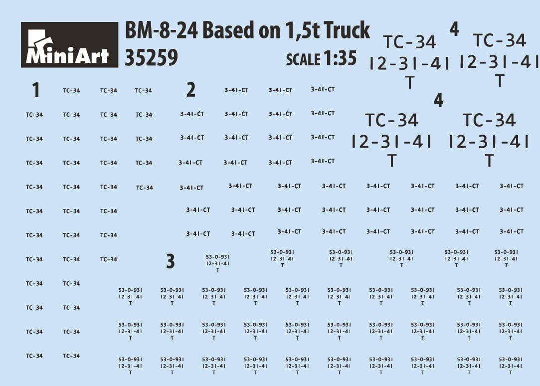 400 - Miniart - 35259 - BM-8-24 Katyusha on GAZ-AA - decals