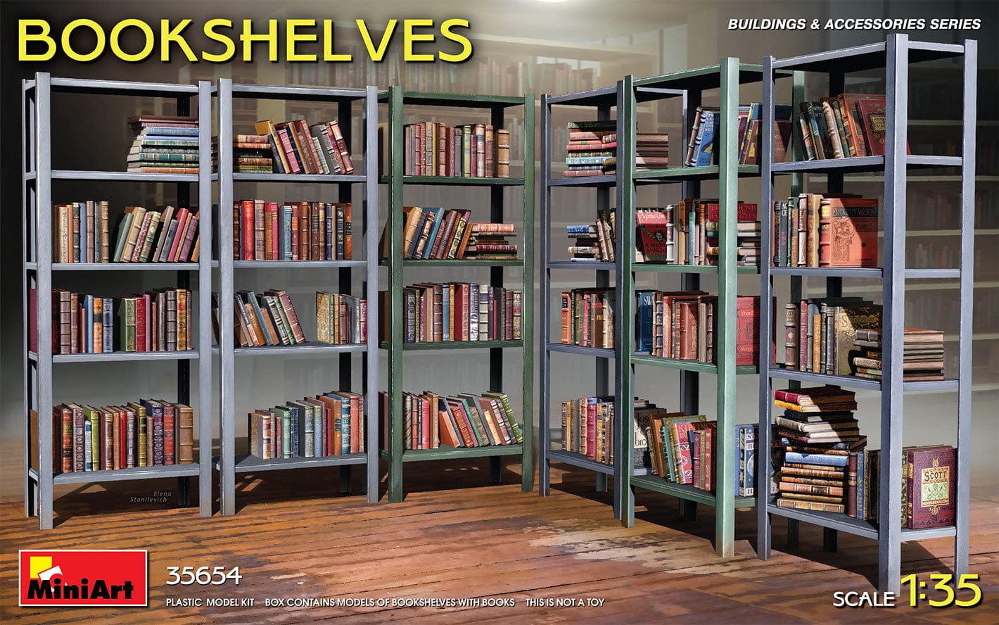 010 - Miniart - 35654 - Bookshelves - primary image