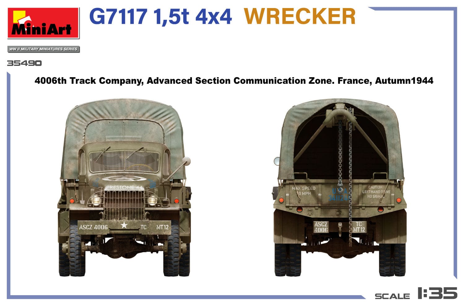 Miniart - 35490 - Chevrolet G7117 1½-ton 4x4 Wrecker - paint schemes
