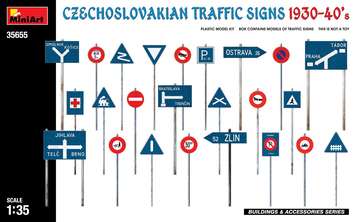 010 - Miniart - 35655 - Czechoslovakian Traffic Signs (1930s-40s) - primary image