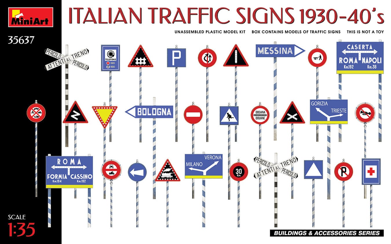 010 - Miniart - 35637 - Italian Traffic Signs (1930-40s) - primary image