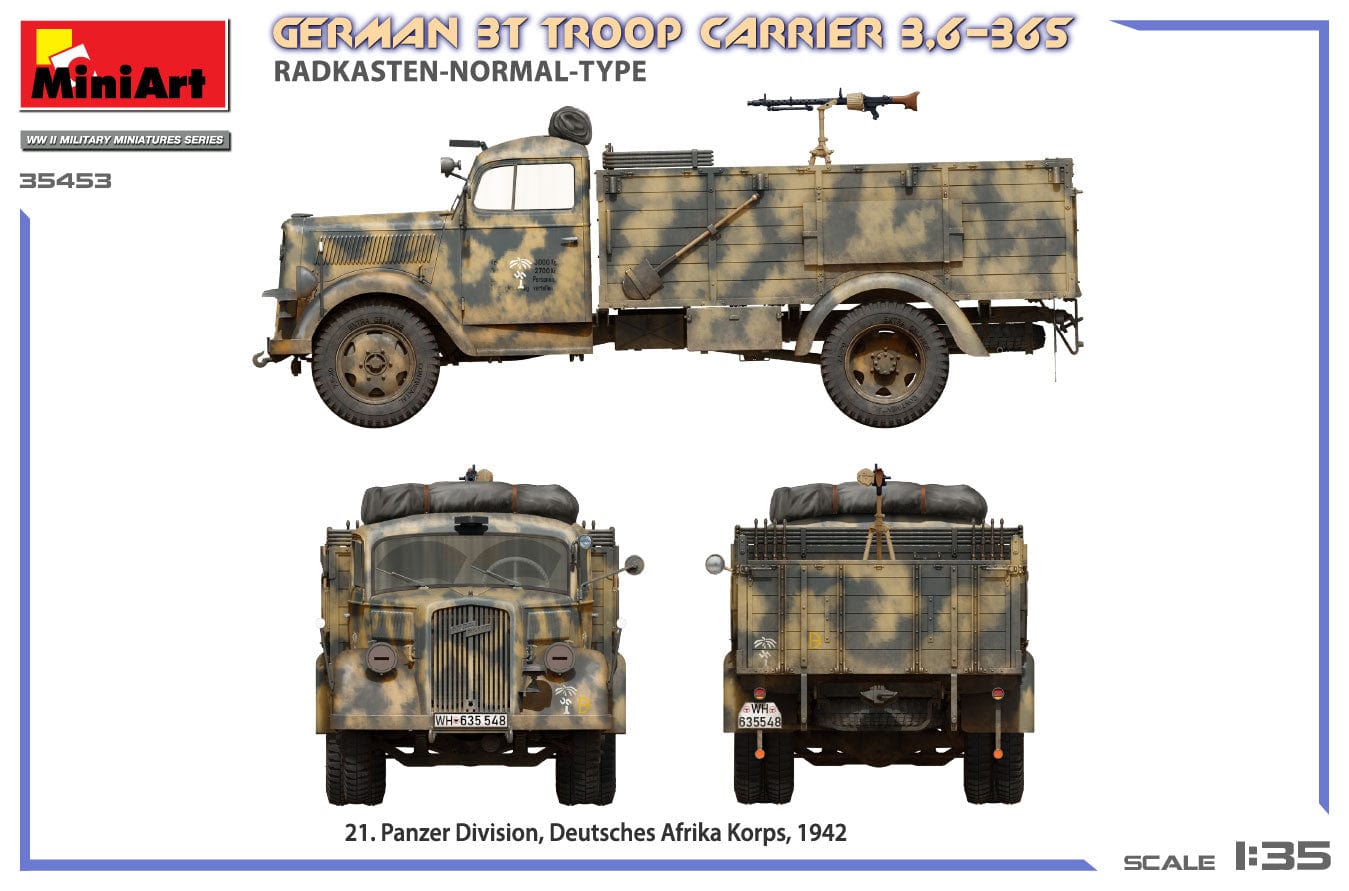 Miniart - 35453 - Opel Blitz 3.6-36S Radkasten - paint schemes
