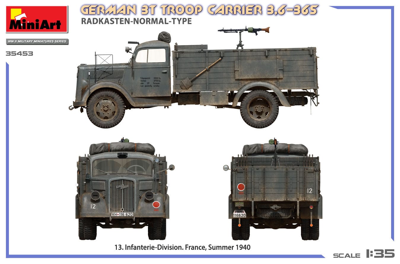 Miniart - 35453 - Opel Blitz 3.6-36S Radkasten - paint schemes