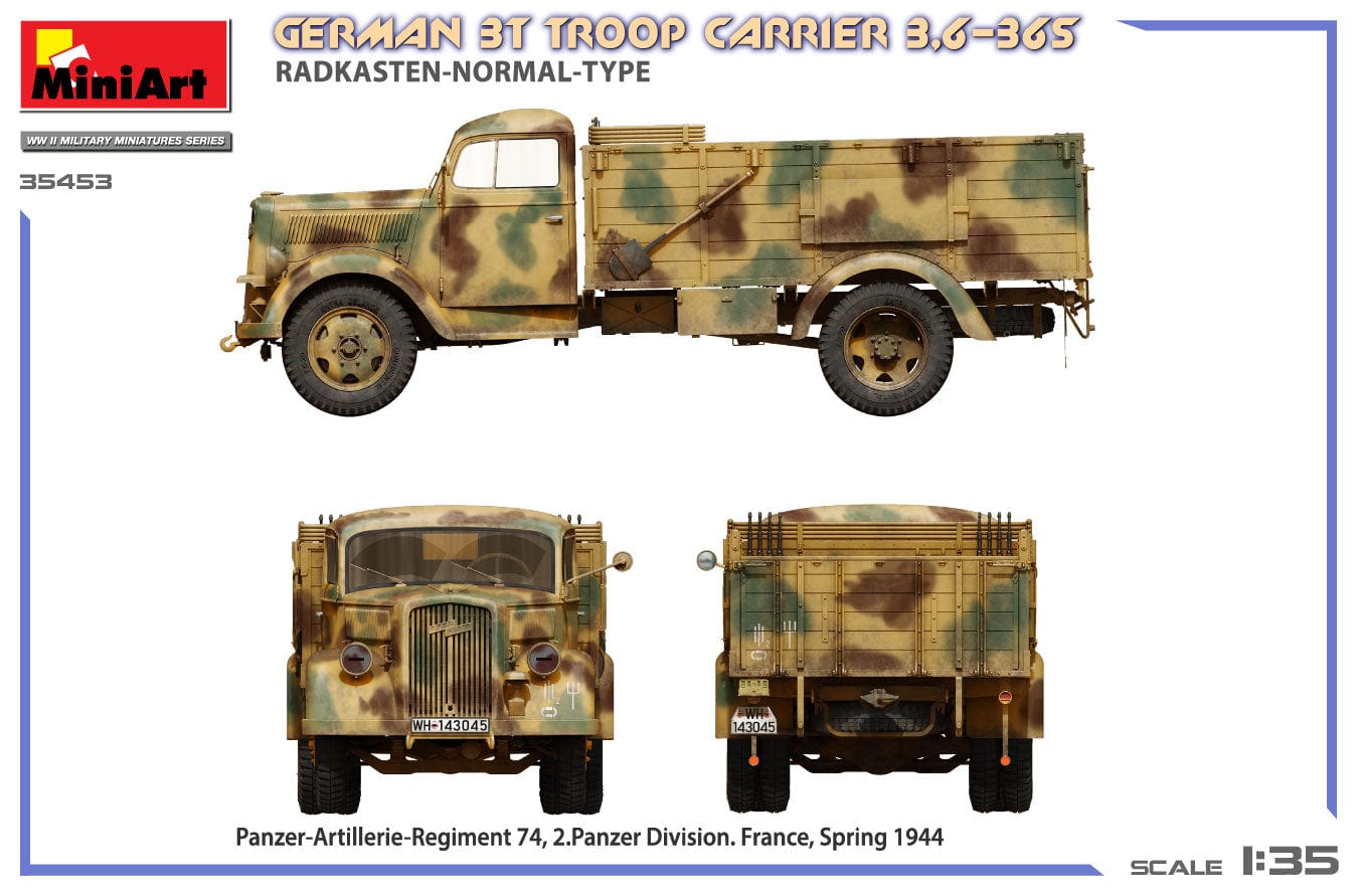 Miniart - 35453 - Opel Blitz 3.6-36S Radkasten - paint schemes