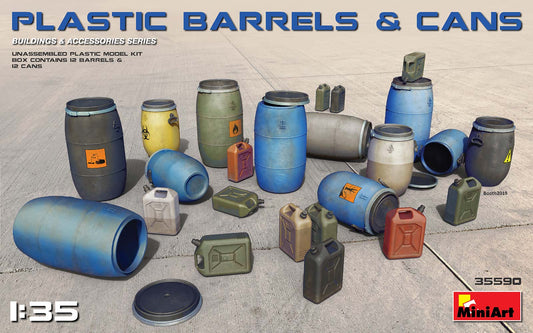 010 - Miniart - 35590 - Plastic Barrels and Cans - primary image