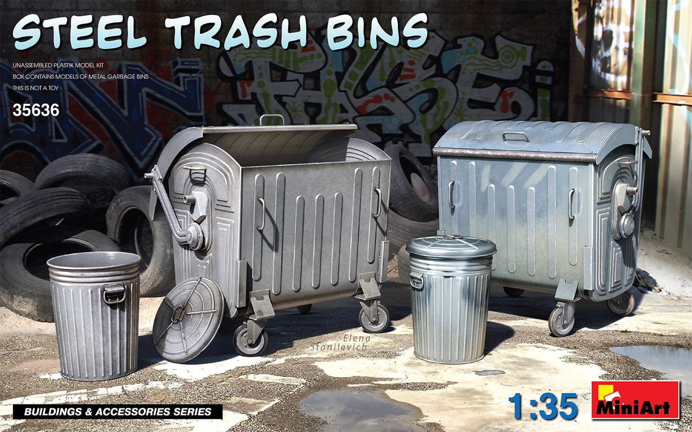 010 - Miniart - 35636 - Steel Trash Bins - primary image