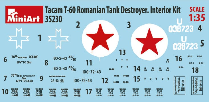 400 - Miniart - 35230 - TACAM T-60 with Interior - decals