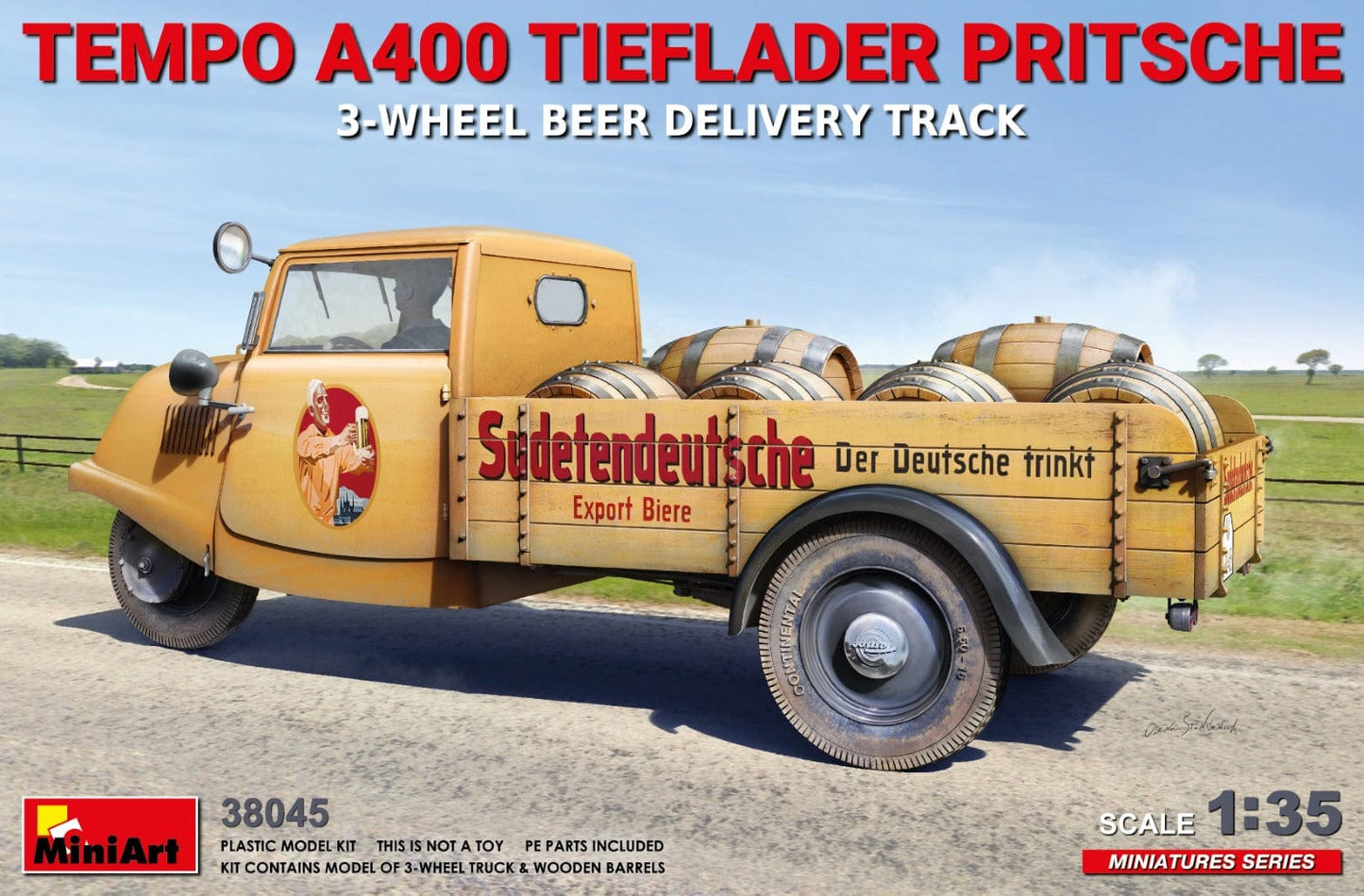010 - Miniart - 38045 - Tempo A400 Tieflader Pritsche Beer Delivery Truck - primary image