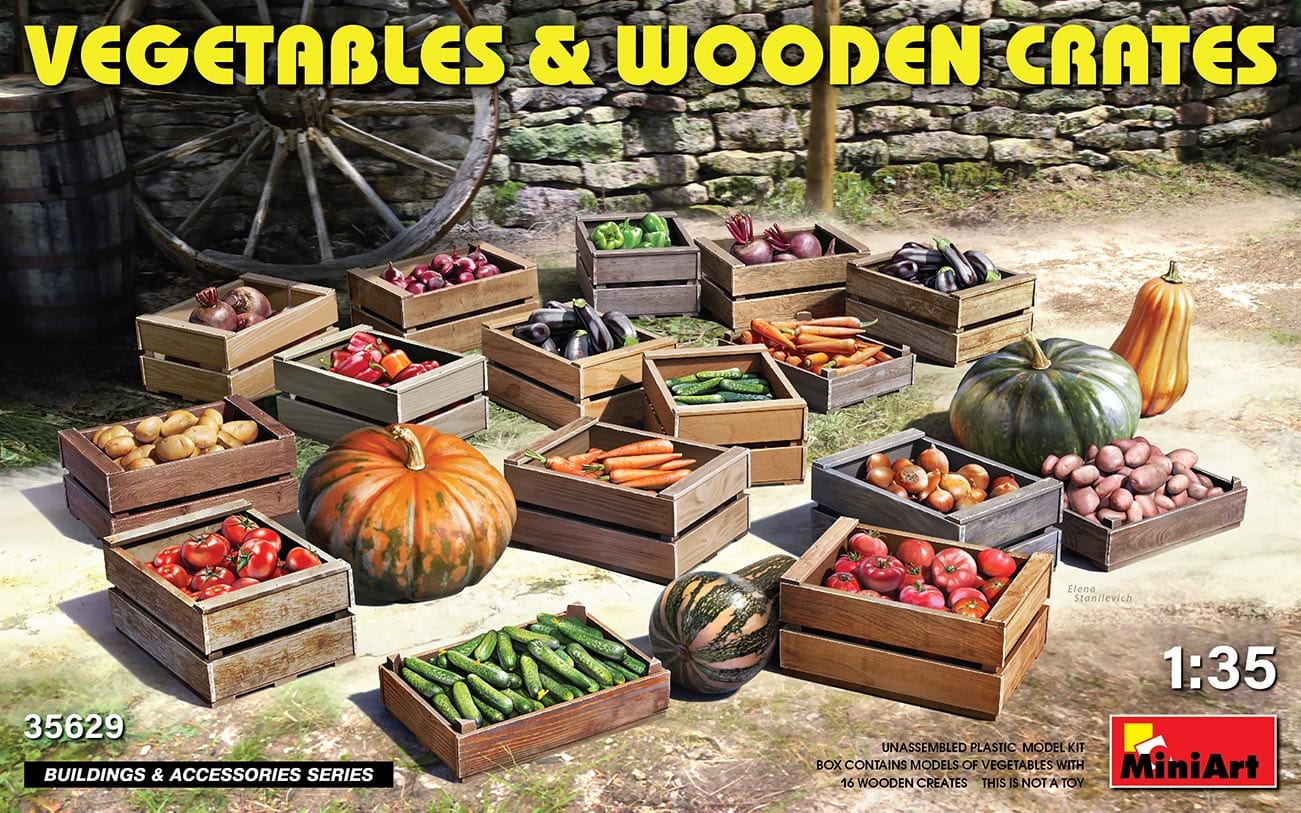 010 - Miniart - 35629 - Vegtables and Wooden Crates - primary image