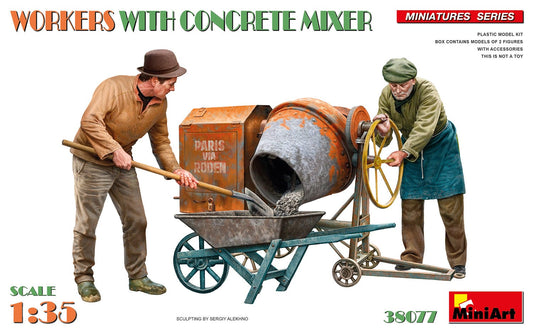010 - Miniart - 38077 - Workers with Concrete Mixer - primary image