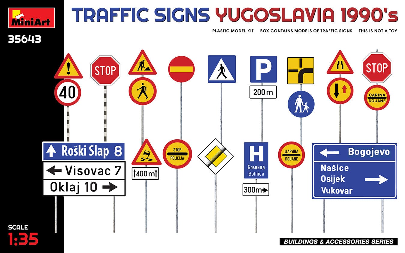 010 - Miniart - 35643 - Yugoslavian Traffic Signs (1990s) - primary image